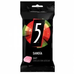Chicle de sandía sin azúcar Five pack de 3 paquetes de 14,4 g.