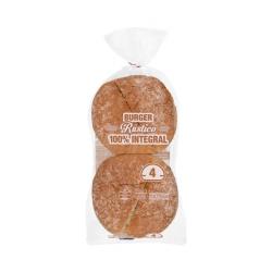 Pan de hamburguesa Hacendado Rústico 100% integral Paquete 0.33 kg