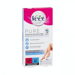 Bandas de cera cuerpo y piernas Pure Veet piel sensible Caja 1 ud