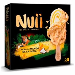 Bombón helado de coco con mango de la India Nuii sin gluten 3 ud.