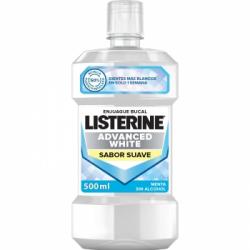 Enjuague bucal blanqueador menta sabor suave sin alcohol Advanced White Listerine 500 ml.