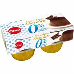 Flan de huevo chocolate sin azúcar añadido Dhul pack de 4 unidades de 100 g.