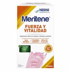 Meritene fuerza y vitalidad fresa sin gluten pack de 15 unidades de 30 g.