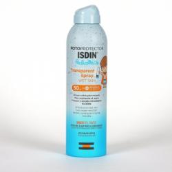 Spray fotoprotector transparente infantil SPF50+ Pediatrics Wet Skin Isdin 250 ml.