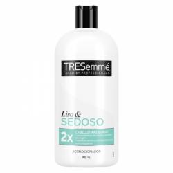Acondicionador liso y sedoso proteínas de seda & aceite de argán para cabello seco y tendencia a encresparse Tresemmé 900 ml.