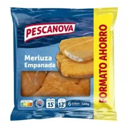 Merluza empanada crujiente congelada Pescanova 540 g.