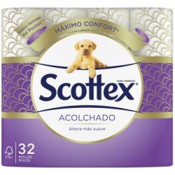 Papel higiénico Acolchado Scottex 32 rollos.