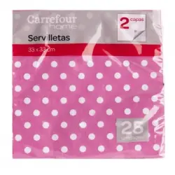 Servilletas CARREFOUR HOME 25 ud -  Topos Fucsia