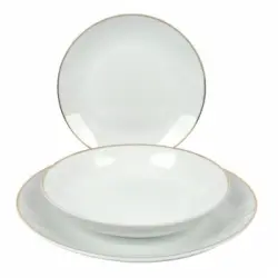 Vajilla 18 Piezas de Porcelana TABERSEO Ricard Camarena Blanco Filo Oro