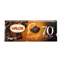 Chocolate negro 70% con naranja Valor sin gluten 200 g.