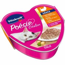 Comida húmeda de pavo con salsa de queso para gato adulto Poesie 85 g.