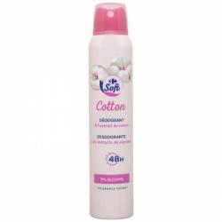 Desodorante en spray algodón protección 48h 0% alcohol Carrefour Soft 200 ml.