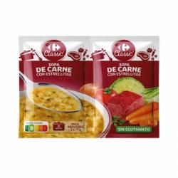 Sopa de carne con estrellitas Carrefour Classic' pack de 2 sobres de 77 g.