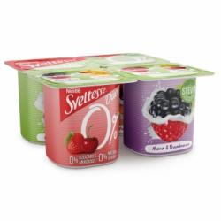 Yogur desnatado de manzana & pera, melocotón & mango, fresa & cereza y mora & frambuesa sin azúcar añadido Sveltesse pack 4 unidades de 120 g.