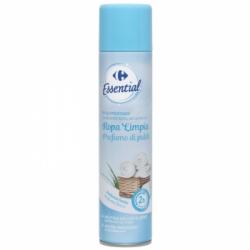 Ambientador spray ropa limpia Essential Carrefour 300 ml.