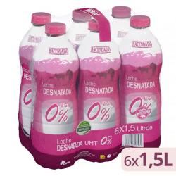 Leche desnatada Hacendado 6 botellas X 1.5 L