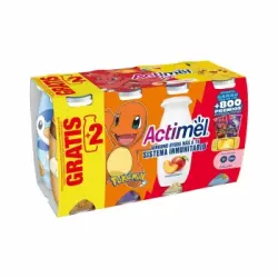 Leche fermentada liquida con melocotón Danone Actimel Kids sin gluten pack de 8 unideade de 100 g.