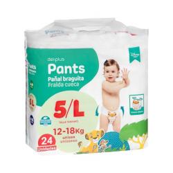 Pañal bebé braguita talla L de 12-18 kg Deliplus Paquete 24 ud