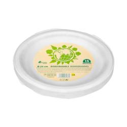 Plato llano biodegradable Bosque Verde Paquete 15 ud