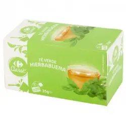 Té verde hierbabuena en bolsitas Carrefour Classic 20 ud.