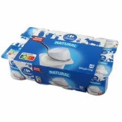 Yogur natural Carrefour pack de 8 unidades de 125 g.