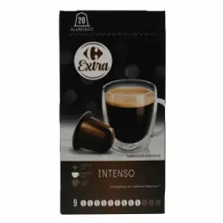Café intenso en cápsulas Carrefour Extra compatible con Nespresso 20 ud.