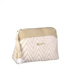Neceser beige y blanco Uhauu mediano con asa  1 ud
