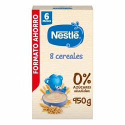 Papilla infantil desde 6 meses 8 cereales sin azúcar añadido Nestlé 950 g.