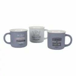 Set de 3 Mugs de Porcelana Vintage 390 ml - Azul