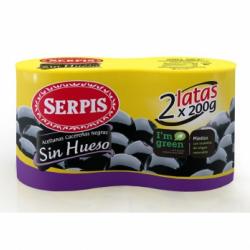 Aceitunas negras sin hueso Serpis pack de 2 latas de 85 g.