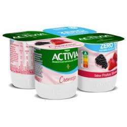 Bífidus desnatado cremoso de frutos silvestres Danone Activia pack de 4 unidades de 120 g.