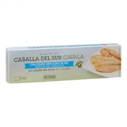 Filetes de caballa del sur contenido reducido en sal Hacendado en aceite de oliva