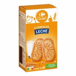 Galletas de 5 cereales y leche Carrefour Classic 400 g.