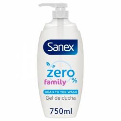 Gel de ducha hidratante todo tipo de piel Zero% Family Sanex 750 ml.