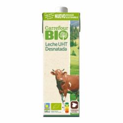 Leche semidesnatada ecológica Carrefour Bio sin lactosa brik 1 l.