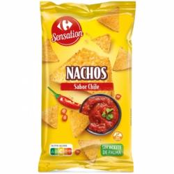 Nachos sabor chile Sensation Carrefour sin gluten y sin aceite de palma 200 g.