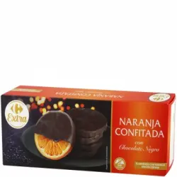 Naranaja confitada con chocolate negro Carrefour Extra sin gluten 150 g.