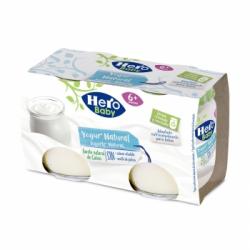 Tarrito de yogur natural desde 6 meses Hero Baby sin gluten sin aceite de palma pack de 2 unidades 120 g.