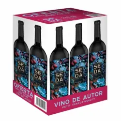 Caja de 6 botellas de vino tinto de autor Seda 75 cl.