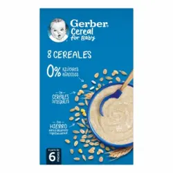 Papilla infantil desde 6 meses 8 cereales Gerber 475 g.