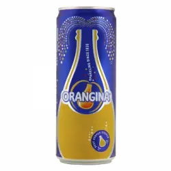 Refresco de naranja Orangina con gas lata 33 cl.