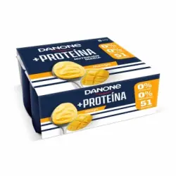 Yogur desnatado con mango Danone +Proteína sin gluten y sin azúcar añadida pack de 4 unidades de 105 g.