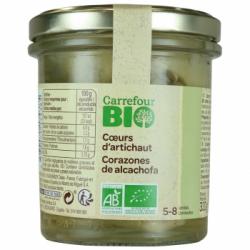 Corazones de alcachofas 5/8 ecológicos Carrefour Bio 200 g.