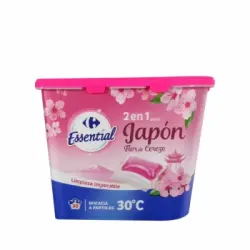 Detergente en cápsulas limpieza 2en1 Japón flor de cerezo Carrefour Essential 30 ud.