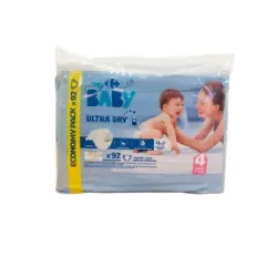 Pañales Carrefour Baby Ultra Dry Talla 4 (8-16 kg) 92 ud.