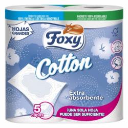 Papel higiénico 5 capas Cotton Foxy 4 rollos.