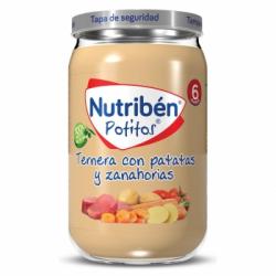 Tarrito de ternera con patatas y zanahorias desde los 6 meses Nutribén Potitos sin gluten 235 g.