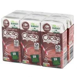 Batido de cacao Carrefour sin gluten pack de 6 brik de 200 ml.