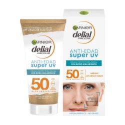 Crema protectora facial con ácido hialurónico SPF50 anti-edad Super UV Garnier Delial 50 ml.