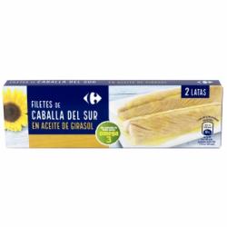 Filetes de caballa del sur en aceite de girasol Carrefour pack de 2 latas de 65 g.